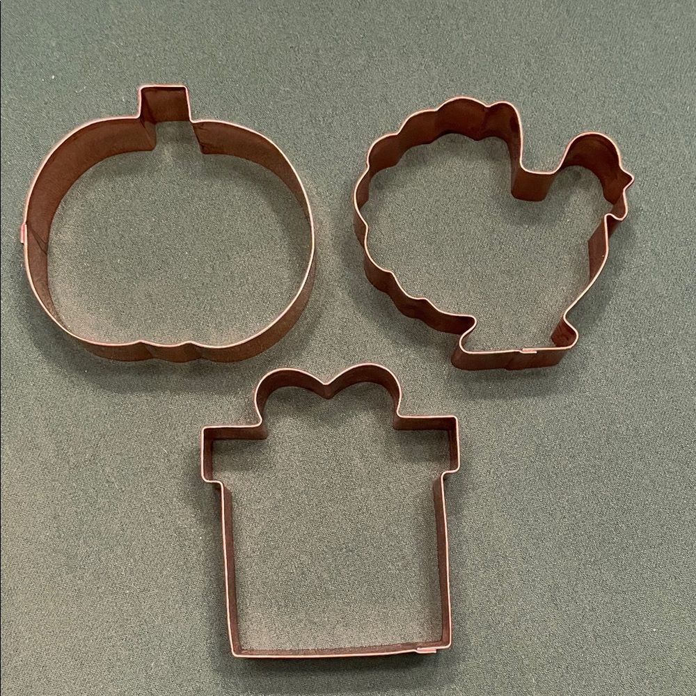 XL Copper Cookie Cutter Set Holiday - Pumpkin, Turkey, Gift (Braman)